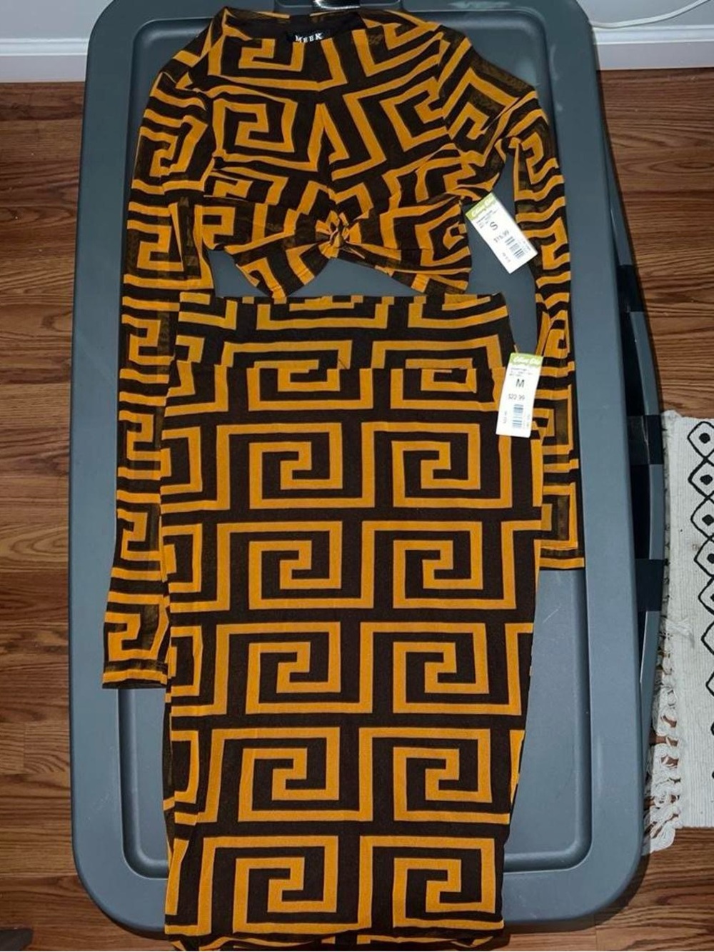 Geometric Cutout Two-Piece Set in Mustard & Black